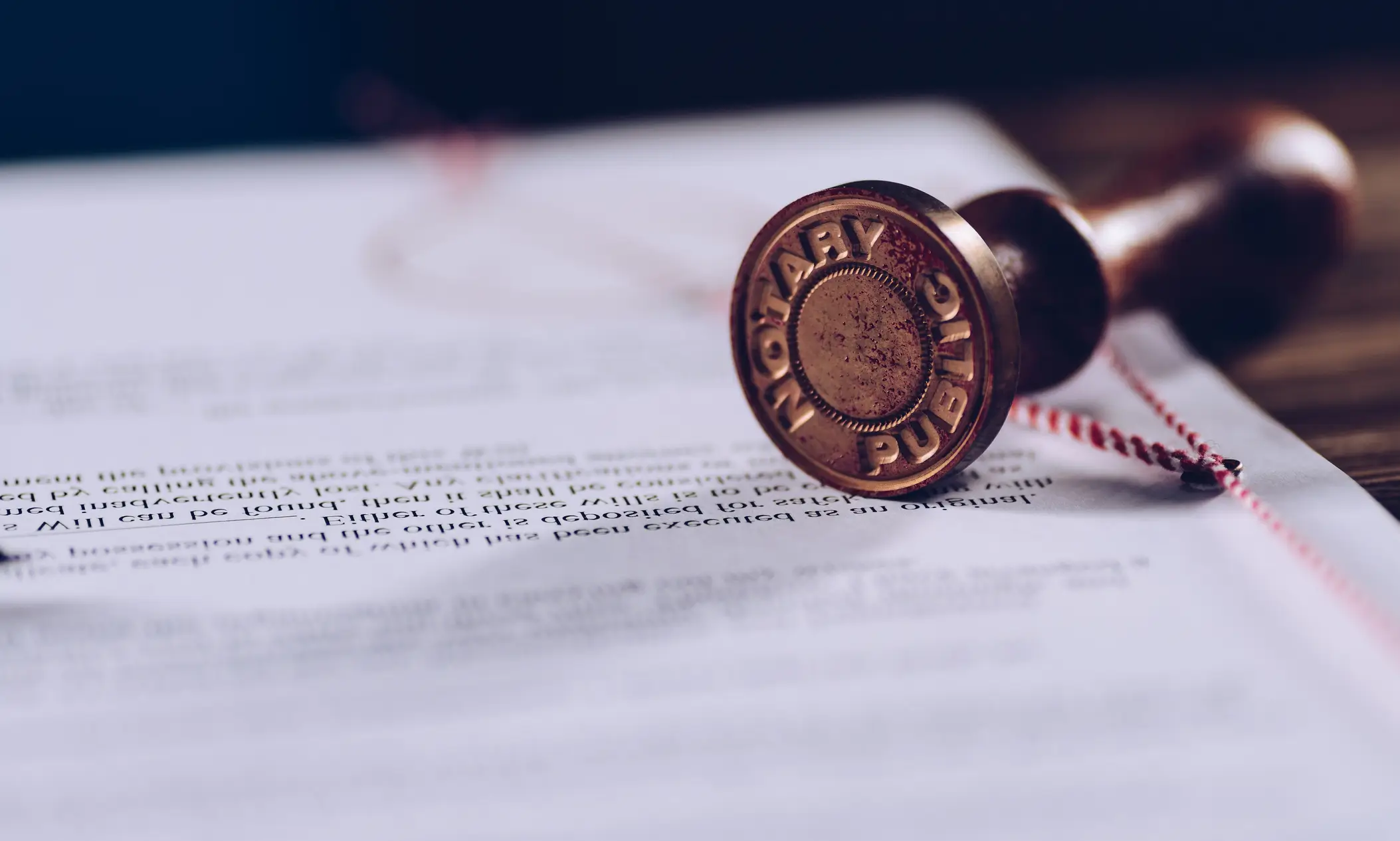 Notarized document with seal stamp