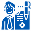 Businessman with document and pen icon