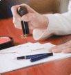 Office stamp sealing document